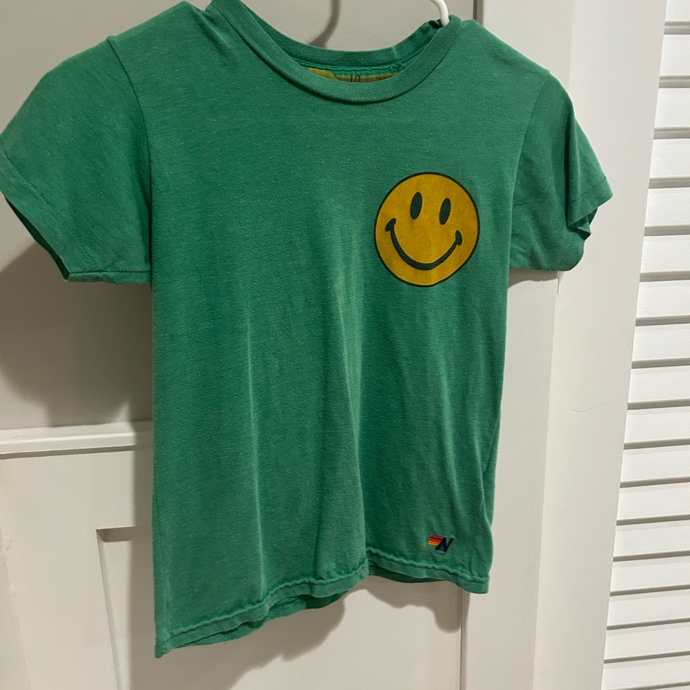 Aviator Nation Green Tee with Yellow Smiley